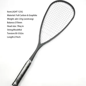 100% Graphite Carbon Squash Racket Super Light 125g Professional Squash Racket Customized