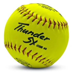 12 Inch Slowpitch Softballs USSSA Yellow Split Leather Cor.44 .375lbs Polycore Practice Training Game Baseball