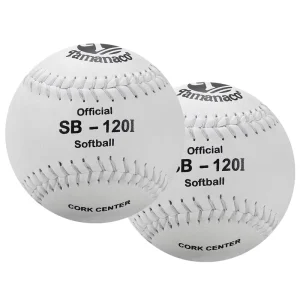 12 Inch White Split Leather Baseball Softball with Cork Core 6.5OZ Flat Seam KOK SB120I for Slow Pitch Training