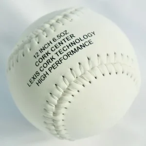 12-Inch White Training Baseball Softball Ball PVC Leather Handmade Cushioned Cork Core Flat Seams Construction
