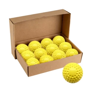 12 Pack 9/12 Inch Dimpled Balls PU Material Pitching Machine Cricket Baseball Softball Yellow/Green
