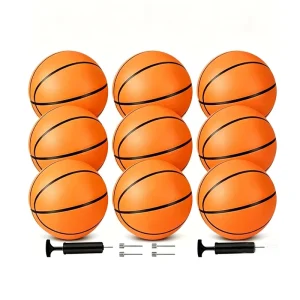 12-Piece Plain Rubber Basketball Set Sizes 4 5 6 Water Resistant Eco-Friendly Youth Training Competition