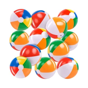12” Rainbow Beach Balls 12 Pack Inflatable Swimming Pool Toys Summer Water Games Kids Birthday Party Supplies Combo Set