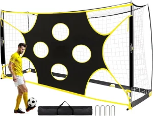 12x6ft Steel Black Soccer Goal with Target for Backyard Training Portable Outdoor Use