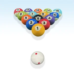 16-Piece 57.2mm Polyester Resin Pool Balls Set with Durable Construction for Billiard Table Game