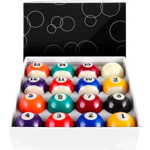 16 Resin Balls 2-1/4″ Regulation Size Pool Table Replacement Balls Snooker & Billiard Ball Set