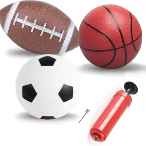16CM PVC Inflatable Soccer Ball Basketball and Rugby Ball Indoor Outdoor Use Durable Inflatable Play Balls for Kindergarten Kids
