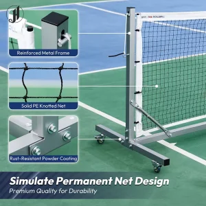 22FT Heavy Duty Portable Fiberglass Pickleball Net Set Regulation Size Durable PE Court Net for Indoor Outdoor Training