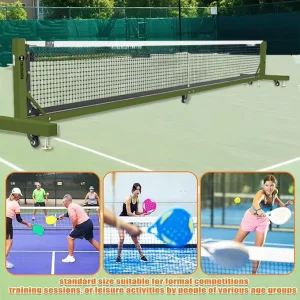 22FT Portable Pickleball Net with Durable Aluminium Alloy Pipe Custom Logo & Convenient Wheels for Adults Sports