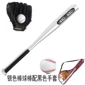 25 Inch 63cm Softball Baseball Bat Set with Glove and Balls Aluminum Alloy Bat for Pickup Games and Batting Practice