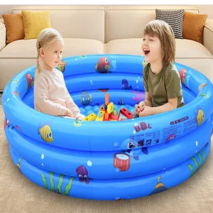 3 Rings Round Kiddie Inflatable Swimming Pool Ball Pool Pit Infant Bath Pool Water Play Table for Toddler