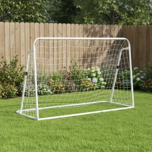 3 in 1 Durable Steel Football Soccer Goal Portable Ball Return Net for Adults Children White Outdoor Sports Training Equipment