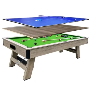 3 in 1 Multi Game Billiard Pool Table with Tennis Table Dining Table Top 7ft MDF Cushion Material