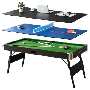 3-in-1 Portable Folding Leg MDF Billiard Pool Snooker Table with Ball Return TP-5912P