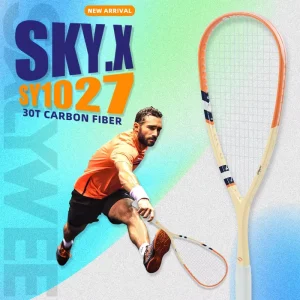 30T Full Carbon Fiber Squash Racket Advanced Anti-Torsion Thick Frame Technology for Advanced & Competition Players