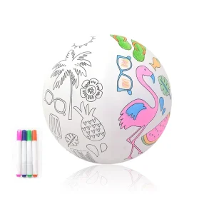 30cm DIY Colorful Plastic Inflatable Graffiti Ball Beach Toy For Water Sports With Custom Logo Printing For Paining And Fun