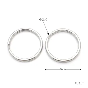 30mm Stainless Steel Metal Sprit Key Ring Rust Free Round Keychain O Ring