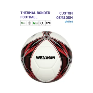 32 Piece Red Customized Logo Size 5 Soccer Ball with Hot Bonding Technology Outdoor Use Supporting League Teams