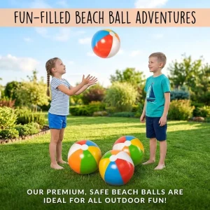 4 Pack 20 Inch Inflatable Beach Balls for Kids Summer Pool Games and Luau Hawaiian Theme Party Decorations