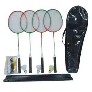 4 Player Badminton Racket Set Badminton Rackets Set with Bag and Shuttlecock With Net Shuttcock for Famiy Fun Sport