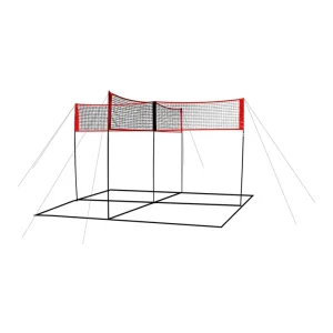 4-Way Volleyball Net Set with Carrying Backpack Ball for Adults and Kids 4 Square Court Equipment for Fun Games