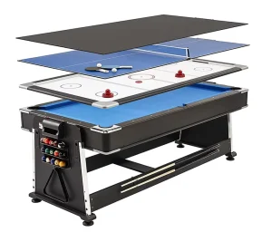 4 in 1 7FT Multi Game Pool Billiard Table Air Hockey Table Table Tennis Table with Dining Top