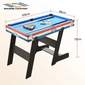 4 in 1 Multi Games Table Kids Space Saving Slate Bed Folding Mini Billiards Table Tennis Air Hockey Foosball Colorful Table