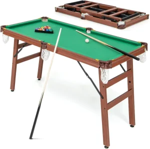 4.5ft Green Indoor Folding Billiard Pool Table Custom Size Collapsible Snooker Table Wood Plastic Popular Game for Teenagers