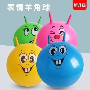 45cm Double Horns Space Hopper Ball Handle Ball PVC Toy Ball Full Printed Toy Hopper Bouncing Inflatable Toys