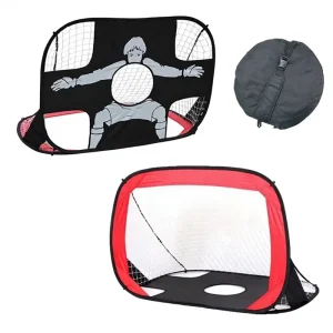 4FT Square Soccer Goal Carrying Bag Practice Foldable Teens Pop Up Play Outdoors Portable Sports Training Net Nylon Black Red