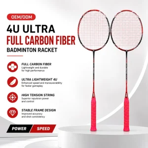4U Ultra Light Darkness Full Carbon Fiber Badminton Racket Professional Badminton Racquet for Training Custom Logo