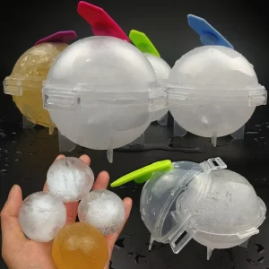 4pcs Eco Friendly & Reusable Transparent Large Plastic Sphere Ice Ball Mold Food Grade Vodka Whiskey Ice Hockey Maker
