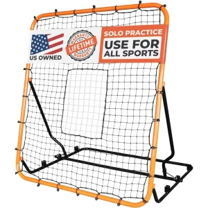 4×4.5FTSoccer Goal Rebounder Net Ball Rebounder Football Net Robust Stainless Steel Orange Frame Training Equipment for Anywhere