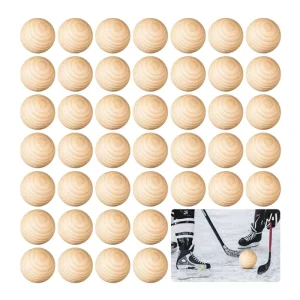 50 Pcs Swedish Stickhandling Balls Hardwood No Bounce Floorball Hockey Balls for Fakes and Ball Handling Drills