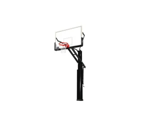 54″ Tempered Glass Backboard Basketball Hoop System In ground Fixed Goal Post Adjustable Height 5.5 10ft for Outdoor Home Use