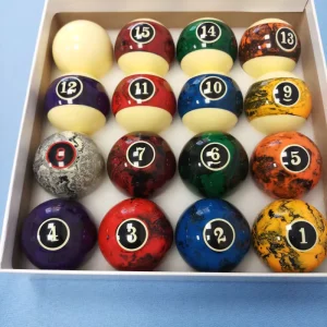 57.25mm Marble Complete Set Pool Billiards Balls in 2 1/4inch 16pcs in a Set Cue Balls Resin Billiards Accessories