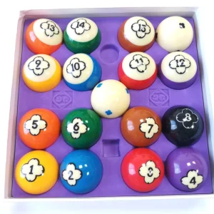 57.25mm Resin Pool Balls Flower Design 16pcs Complete Set of Billiards Balls American Billiard Accessories