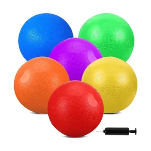 6 Pcs Kickball Set 9 Inch Playground Balls with Pump Dodgeball Kickballs Inflatable Rubber for Dodgeball Kickball Handball
