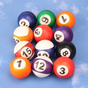 6.3cm PU Foam Solid Soft Digital Pool Ball Toy Color Printing Bouncy Hand Pinch Billiard Ball for Promotion Gift Toys