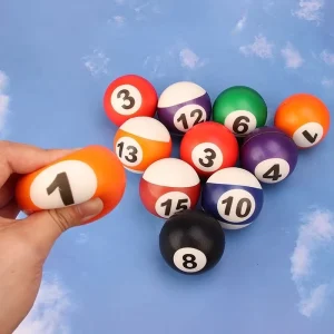 6.3cm PU Solid Soft Digital Pool Ball Toy Color Printing Bouncy Hand Pinch Billiard Ball for Boys and Girls