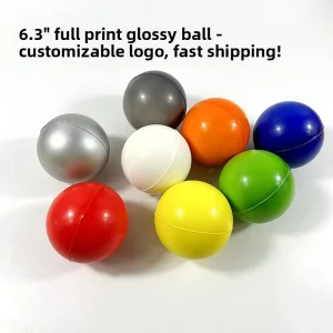63mm Fully Printed Glossy PU Foam Stress Ball Customizable Logo Childrens Exercise Toy