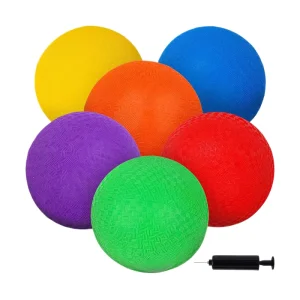 6PCS Inflatable Kickballs with Pump Rubber Dodgeball