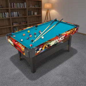 6ft Durable Wooden Billiard & Snooker Table with Leather Pockets Complete Set for Indoor Home Use