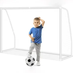 6x4ft Metal Soccer Goals Backyard Court Equipment with Net and Ball Target Rust-Proof Metal Construction