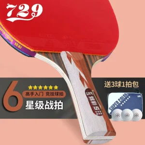 729 brand colorful series 6 starts Table Tennis Racket Premium Rubber Pingpong Bat Professional Black Red Game Wood Good Color