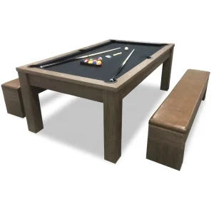 7FT Dining Pool Table Billiard Table with Sofa Leather Benches and Table Tennis Function
