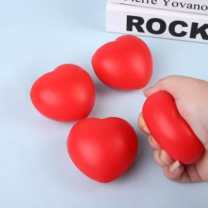 7cm PU Red Heart Shaped Stress Ball Toys Medical Rehab Squeeze Ball for Blood Donation and Anxiety Relief
