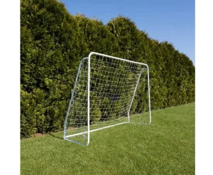 7ft X 5ft White Metal Football Goal with PE Net Durable Portable Eco Friendly Quick Assembly for Outdoor Use