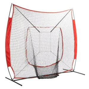 7’x7′ Portable Baseball Softball Practice Net and Hitting Net with Strike Zone