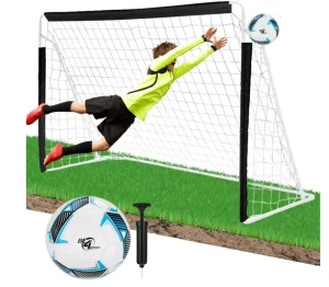 8 Ft Portable Powder Coated Soccer Goal Frame All-Weather Detachable Target Net Skills Training Durable Soccer Goal